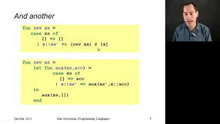 Accumulators for Tail Recursion - Programming Languages Part A