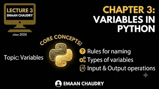 Variables in Python ch 3 lec 3 Types of variables Input and Output operations 10th computer