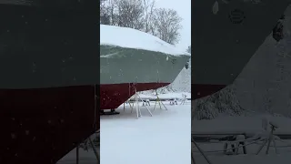 Sailboat Spring Season Prep Gone COLD… #boat #sailing #sailboat #snowstorm