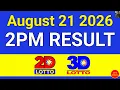 2pm Lotto Result Today August 21 2026 Swertres 3D Lotto Ez2 2D Lotto PCSO