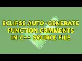 Eclipse Auto-generate function comments in C source file
