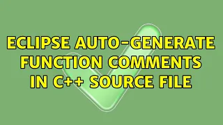 Eclipse Auto-generate function comments in C source file