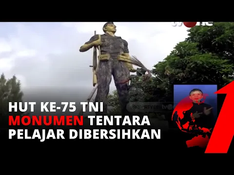 Peringatan HUT ke 75 TNI di Tulungagung, Anggota TNI Bersihkan Monumen Tentara Pelajar | tvOne