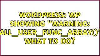 Wordpress WP showing warning call - user