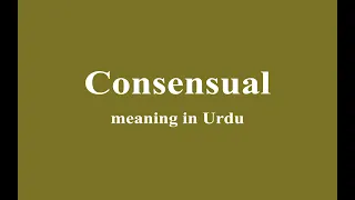 Consensual meaning in Urdu