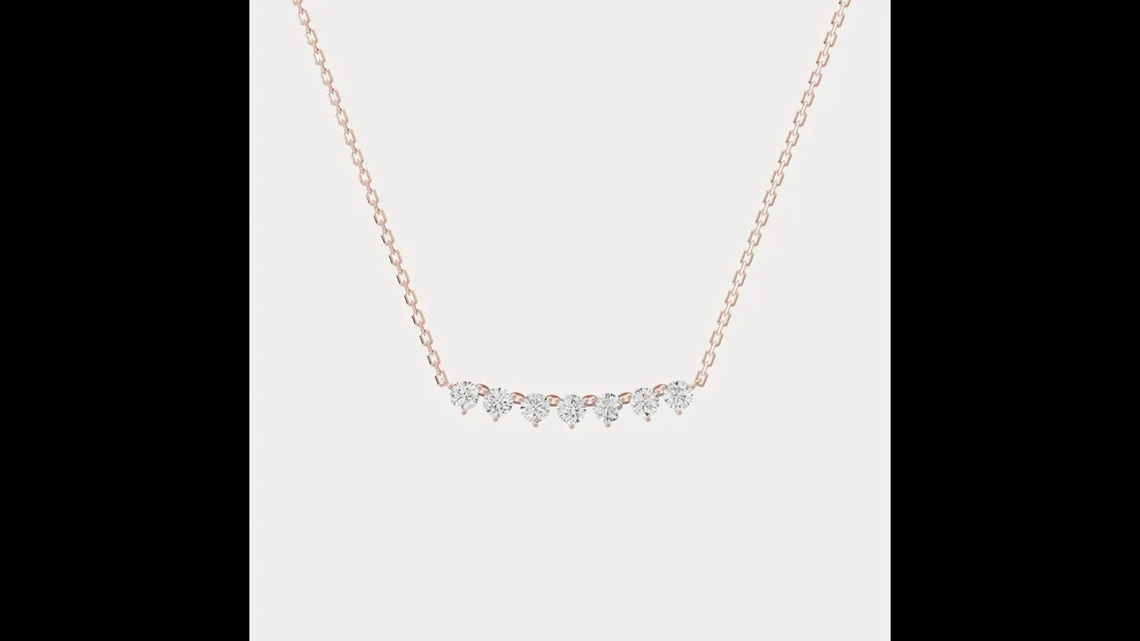 Seven-Stone Round Lab-Grown Diamond Bar Necklace in 14K Gold/Platinum