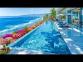 Summer Morning Ambience at the Beachfront Villa Positive Bossa Nova Jazz Waves Sound for Work