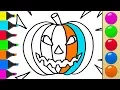How to draw a Halloween Pumpkin Coloring pages for kids How to paint a Halloween Pumpkin