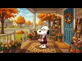 Snoopy's Cozy Autumn Porch Jazz ☕🍂 Warm Fall Vibes & Smooth Relaxing Tunes