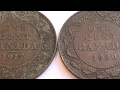 A 1917 1920 Canada One Cent Coins