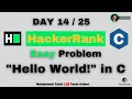 Hello World in C HackerRank Tasin Coder