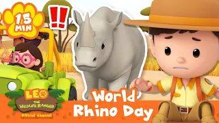 Let's Celebrate World Rhino Day with Leo the Wildlife Ranger! | Learning Animal Cartoons