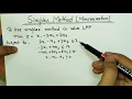 Lec - 7 Simplex Method Minimization Problem In Hindi Solve an Example