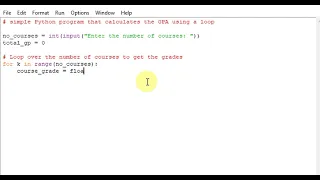 python program to calculate a simple Grade Average Point