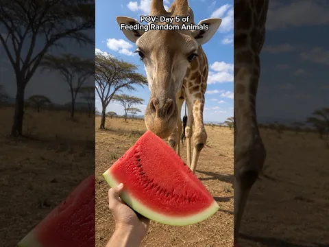 This Giraffe Devoured a Slice of Watermelon 🦒🍉