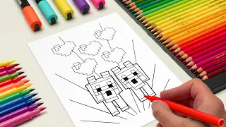 Minecraft Wolves Come to Life With Markers Coloring Pages