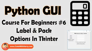 Attributes Of Label Pack Python Tkinter GUI Tutorial In Hindi