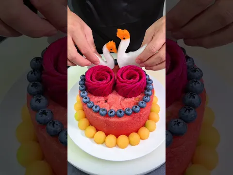 ‎A Watermelon Surprise for My Daughter's Birthday 🎂🍉 | how to make fruit cake #shorts