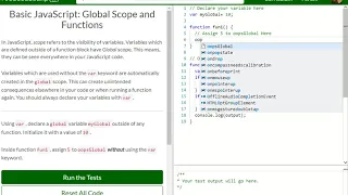 Basic JavaScript Global Scope and Functions free code camp Dani