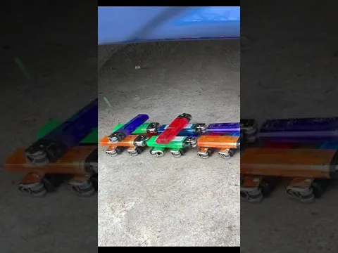 EXPERIMENT Car vs LIGHTERS! Experiments and Crunch things with car - #shorts