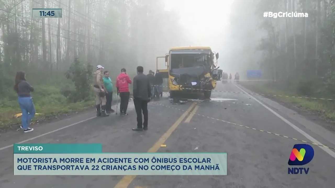 Motorista morre em acidente com ônibus escolar que transportava crianças de Treviso