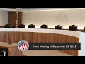 Open Meeting of September 29 2022