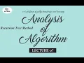 Recursion Tree Method Analysis of Algorithm Lecture 7