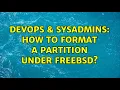 DevOps SysAdmins How to format a partition under FreeBSD 4 Solutions