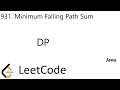 LeetCode 931 Minimum Falling Path Sum DP Java