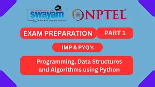 Programming Data Structures And Algorithms Using Python Part 1 NPTEL Exam Series 2024