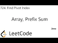 LeetCode 724 Find Pivot Index Array Prefix Sum Java