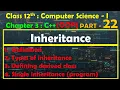 12th Computer Science - I Chapter 3 C OOP Inheritance Types Single Inheritance prgm
