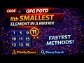 Kth Smallest Element in a Matrix GFG POTD Priority Queue Binary Search Java