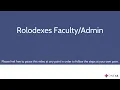Rolodexes Faculty Admin