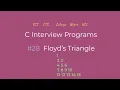 Floyd s Triangle Tamil C Interview Programs Logic First Tamil