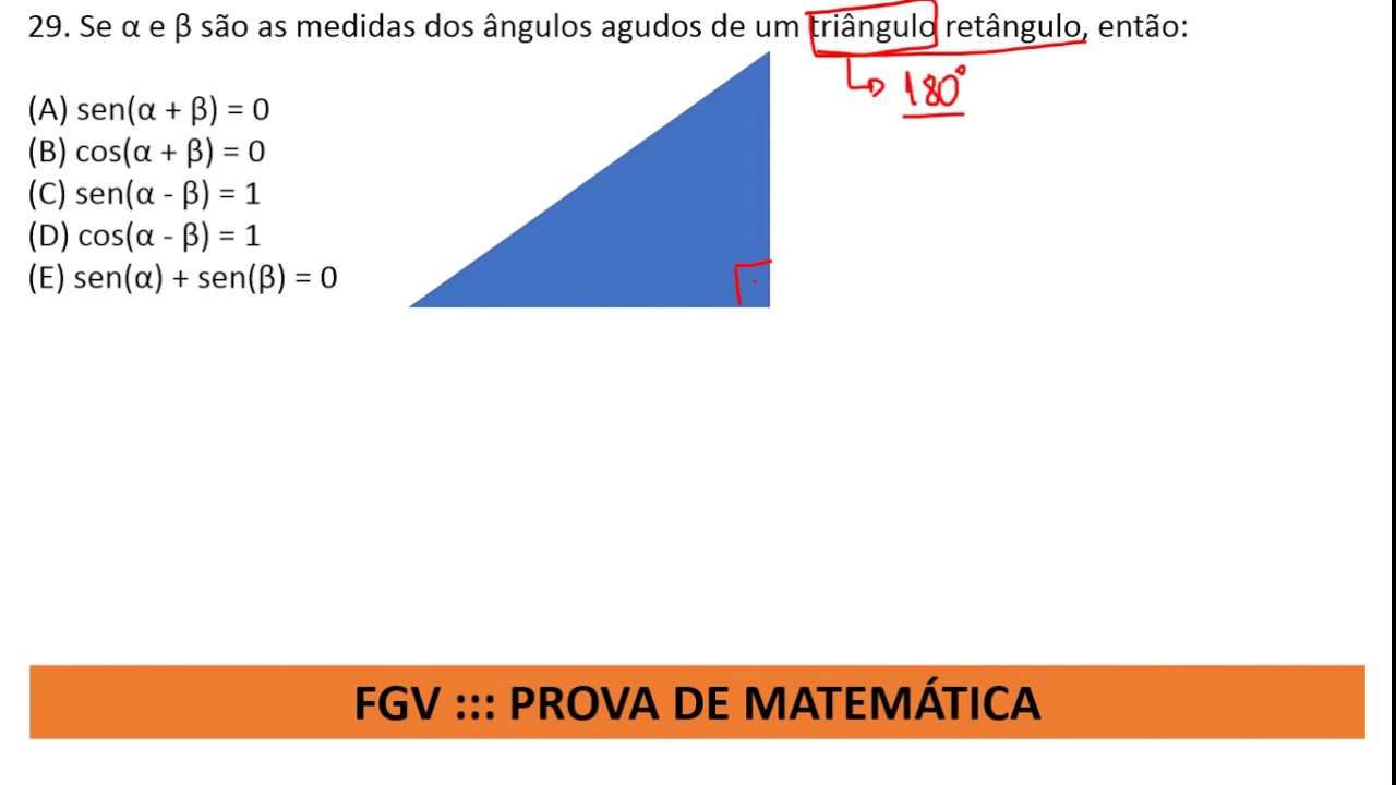 Triângulo e Trigonometria Q29 Prova de Matemática #FGV 2012