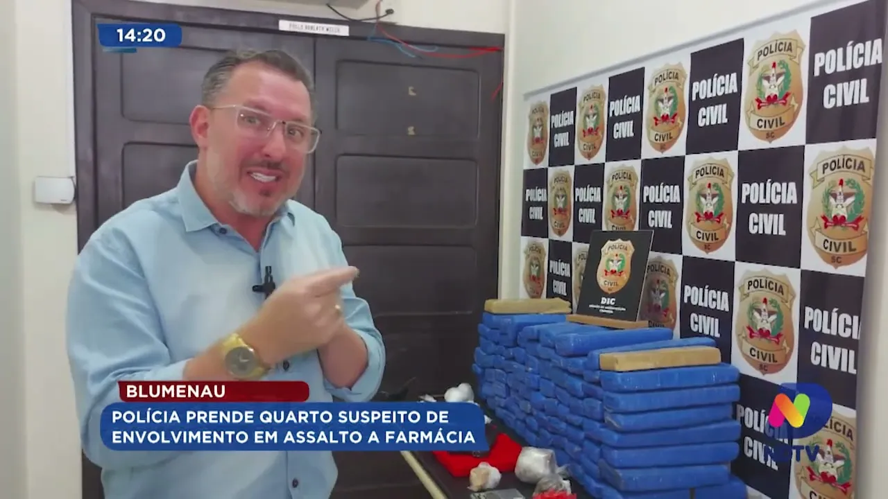 Polícia prende quarto suspeito de envolvimento em assalto a farmácia de Blumenau