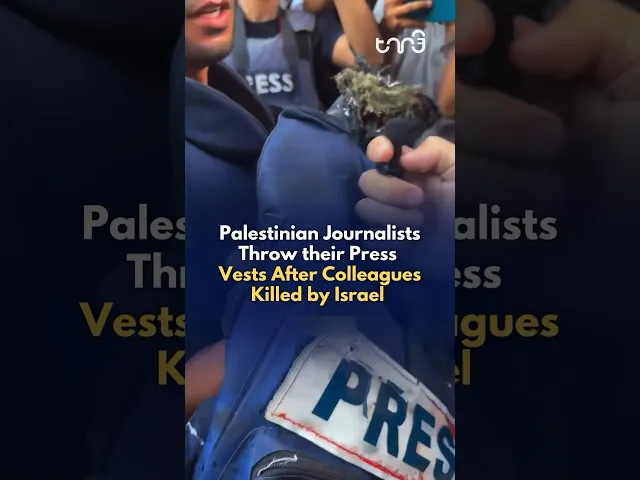 ⁣Palestinian journalists discard their press vests following killings of colleagues by Israeli entity