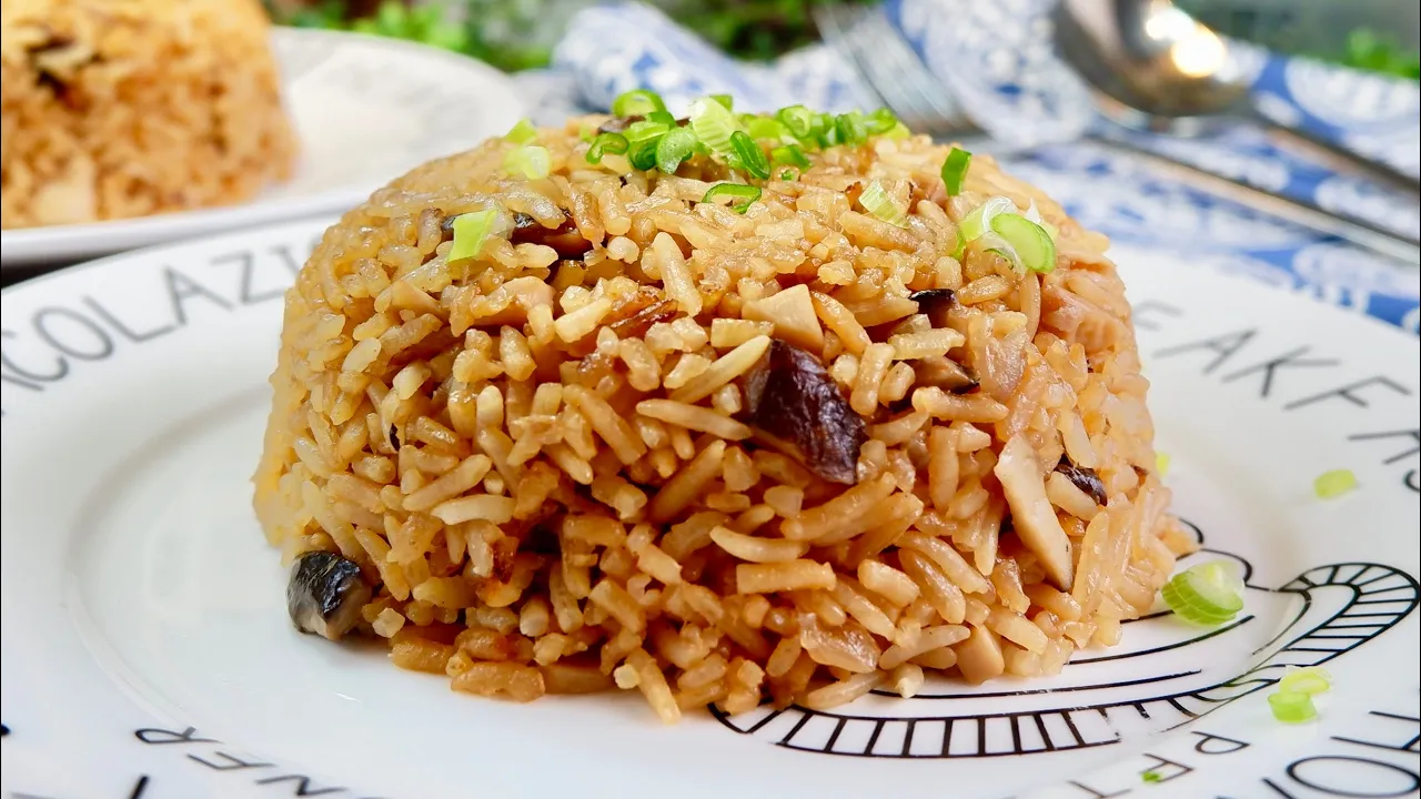 Vegan Taiwanese Braised Pork Style Mushroom Rice  Chinese Rice Cooker Recipe