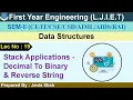 Lec-19 - stack application decimal to binary reverse string Data Structures First Year Engineering