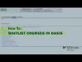 USF Tutorial How to Waitlist a Course in OASIS