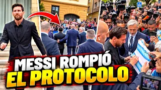 MESSI ROMPIÓ EL PROTOCOLO EN ESPAÑA: dejó atrás a la seguridad para saludar a la gente