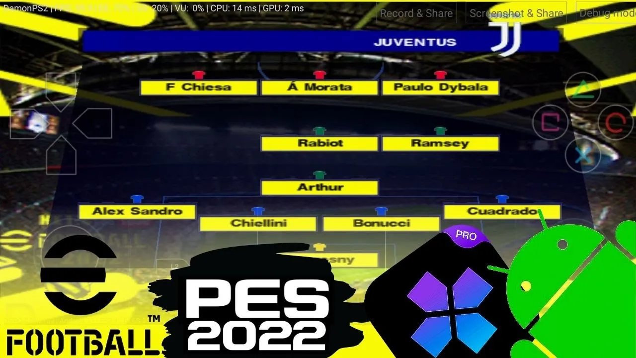 eFootball PES 2022 PS2 Emulator Android - Damon PS2 PRO - eFootball PES 2022 Android Gameplay 2022