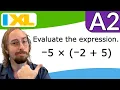 Evaluate numerical expressions involving integers Algebra 1 IXL Quick Tips for A2