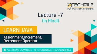 Assignment operator in java in Hindi increment and decrement operators in java in Hindi Techpile
