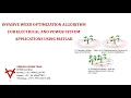 INVASIVE WEED OPTIMIZATION ALGORITHM FOR ELECTRICAL AND POWER SYSTEM APPLICATIONS USING MATLAB