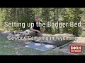 Setting up the Badger Bed Cowboy camping with a bedroll in Wyoming