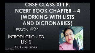 Lesson Introduction to Lists in Python Chapter 4 NCERT Book Class XI I P C B S E