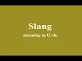 Slang meaning in Urdu What is Slang