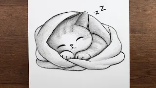 Uyuyan kedi nasıl çizilir - Yeni başlayanlar için kolay karakalem çizimler nasıl çizilir